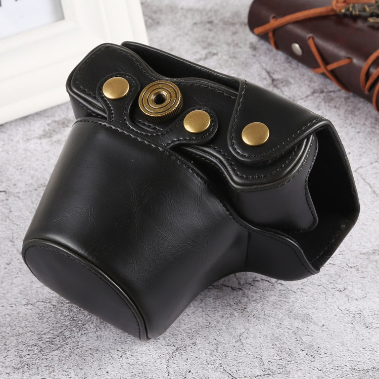 Oil Skin PU Leather Camera Full Body Case Bag with Strap for Olympus EM10 III
