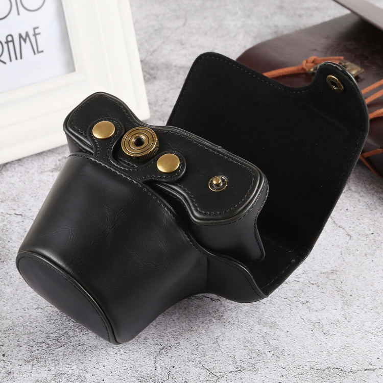 Oil Skin PU Leather Camera Full Body Case Bag with Strap for Olympus EM10 III