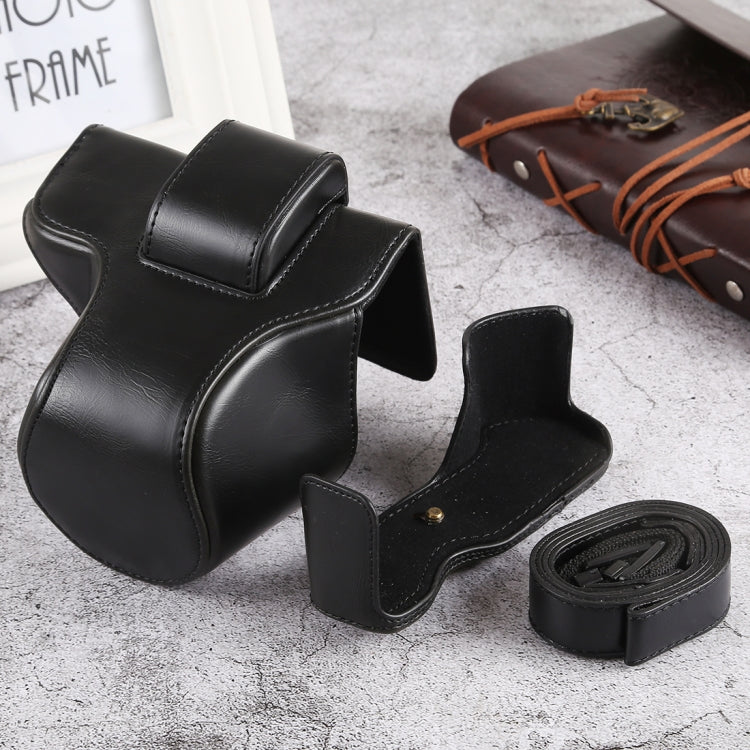 Oil Skin PU Leather Camera Full Body Case Bag with Strap for Olympus EM10 III