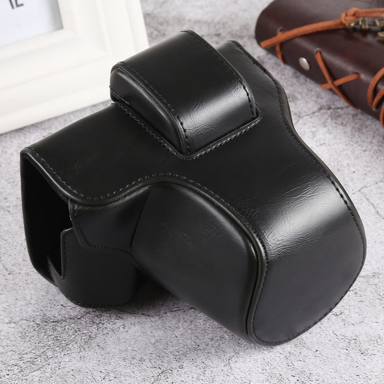 Oil Skin PU Leather Camera Full Body Case Bag with Strap for Olympus EM10 III