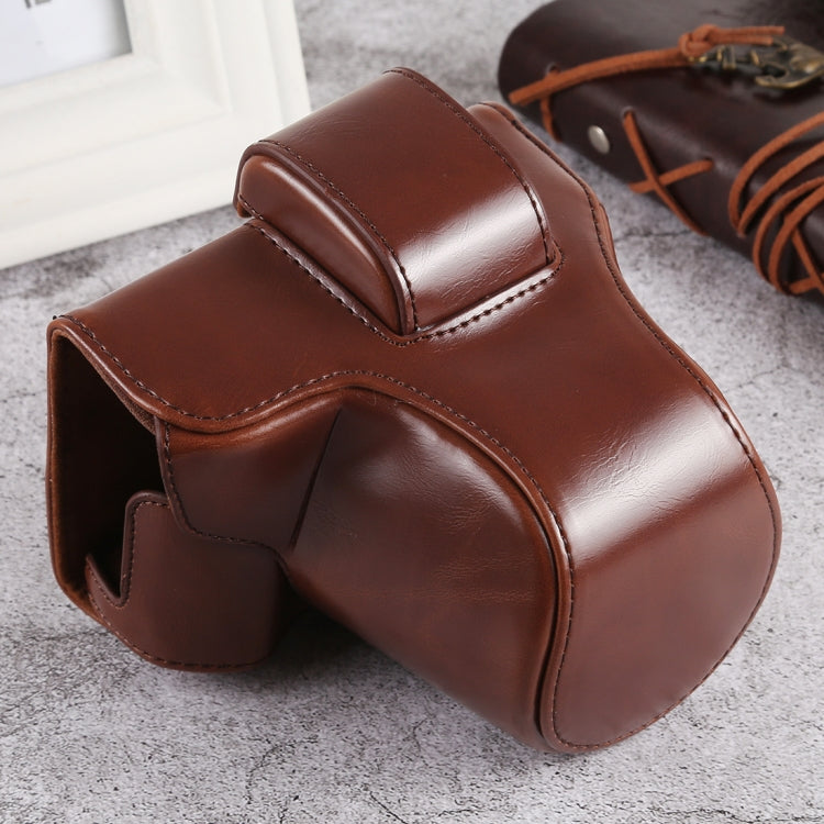 Oil Skin PU Leather Camera Full Body Case Bag with Strap for Olympus EM10 III
