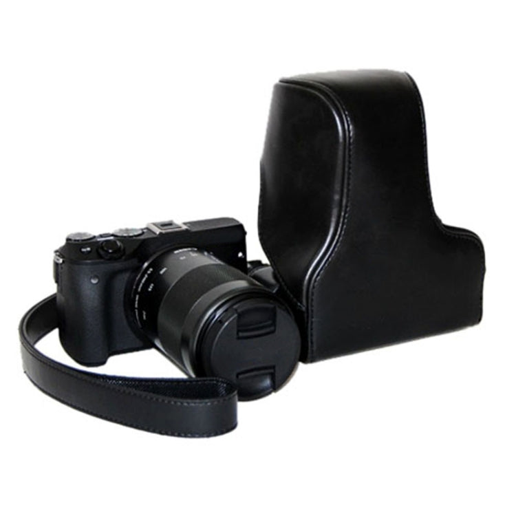 Oil Skin PU Leather Camera Case Bag with Strap for Canon EOS M3