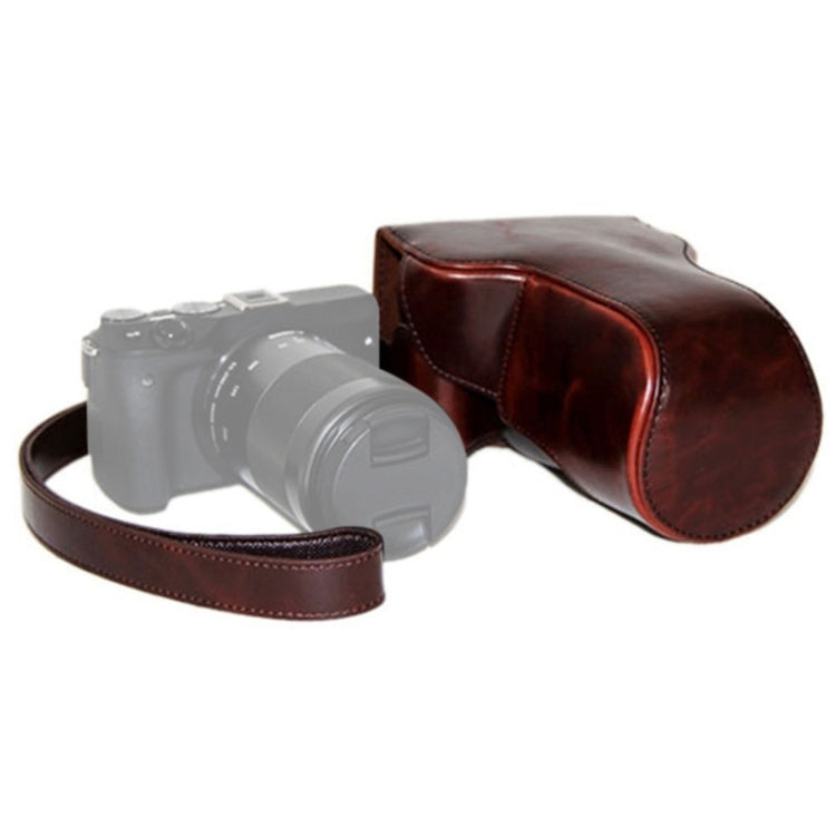 Oil Skin PU Leather Camera Case Bag with Strap for Canon EOS M3