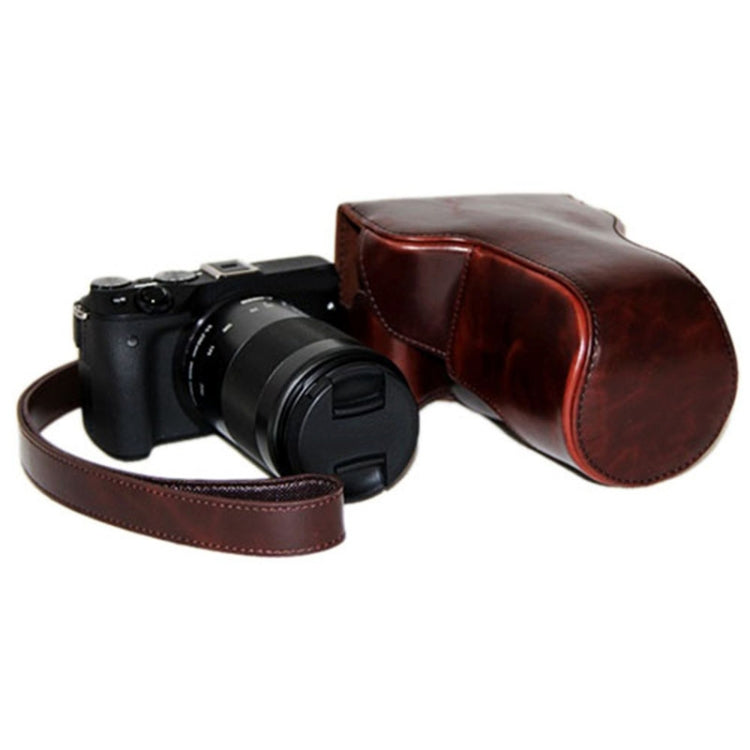 Oil Skin PU Leather Camera Case Bag with Strap for Canon EOS M3