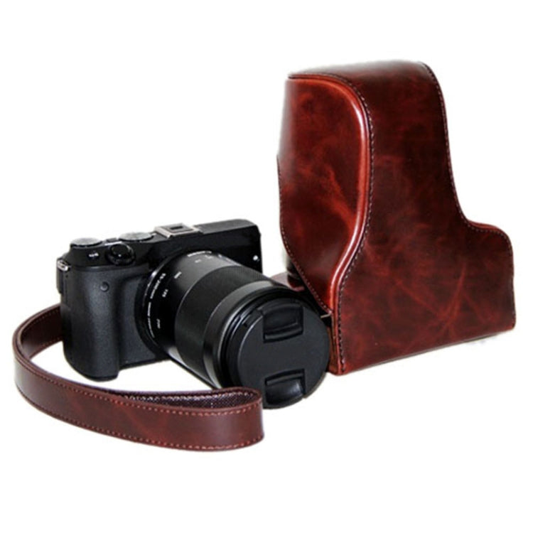 Oil Skin PU Leather Camera Case Bag with Strap for Canon EOS M3