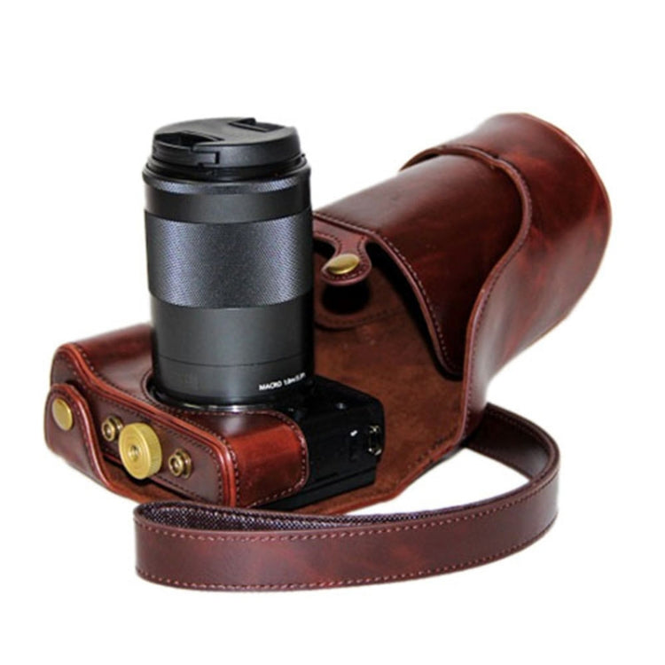 Oil Skin PU Leather Camera Case Bag with Strap for Canon EOS M3