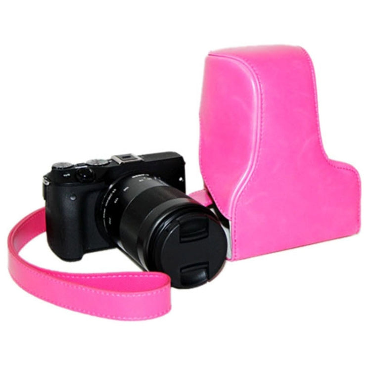 Oil Skin PU Leather Camera Case Bag with Strap for Canon EOS M3