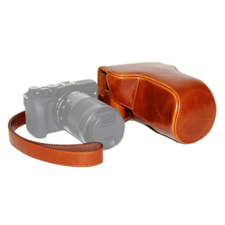 Oil Skin PU Leather Camera Case Bag with Strap for Canon EOS M3