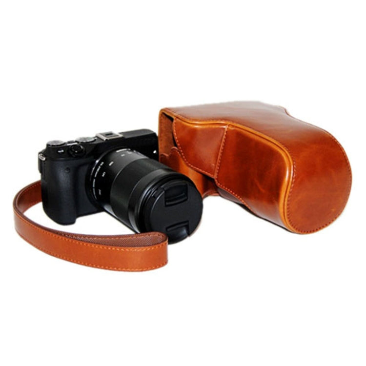 Oil Skin PU Leather Camera Case Bag with Strap for Canon EOS M3