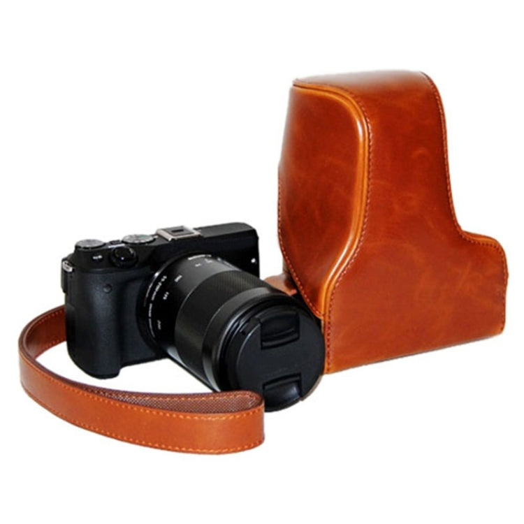 Oil Skin PU Leather Camera Case Bag with Strap for Canon EOS M3