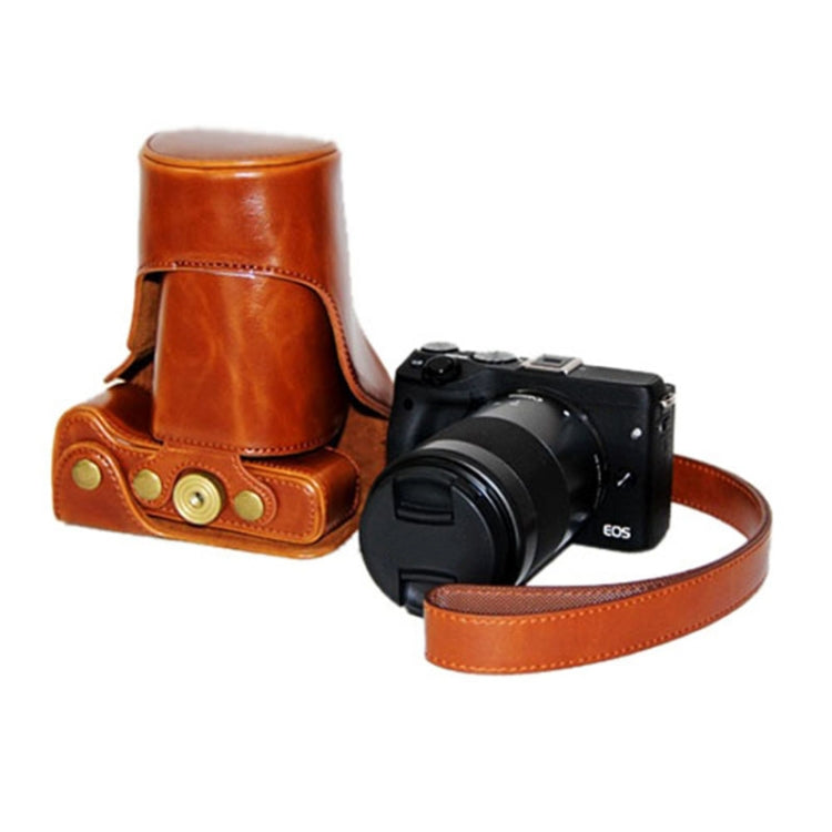 Oil Skin PU Leather Camera Case Bag with Strap for Canon EOS M3