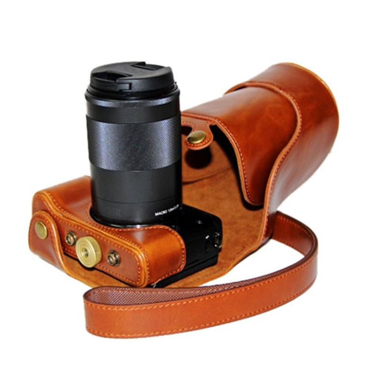 Oil Skin PU Leather Camera Case Bag with Strap for Canon EOS M3