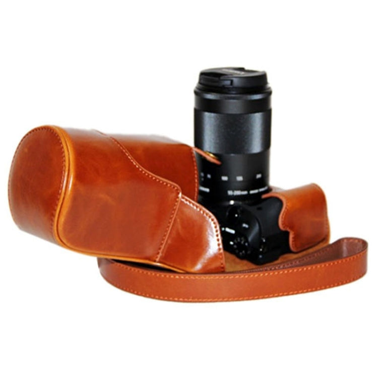 Oil Skin PU Leather Camera Case Bag with Strap for Canon EOS M3