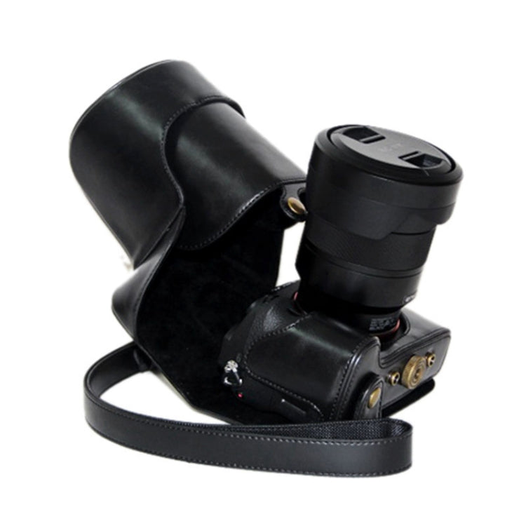 Oil Skin PU Leather Camera Case Bag with Strap for Sony ILCE-7II
