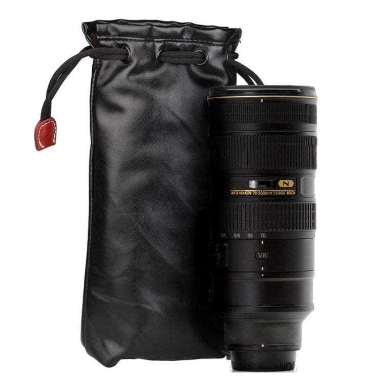 Soft PU Leather + Villus Storage Bag with Stay Cord for Camera Lens, Size: 100mm x 65mm x