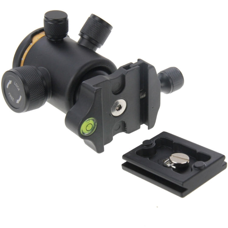 Metal Horizontal 360 Degree Rotation Tripod Ball Head with Quick Release Plate(Black)