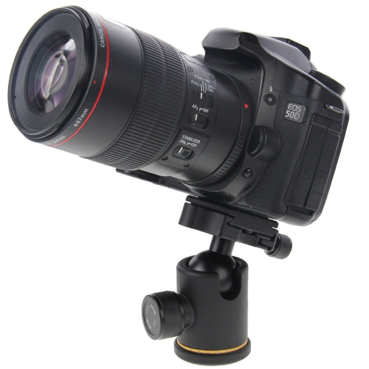 Metal Horizontal 360 Degree Rotation Tripod Ball Head with Quick Release Plate(Black)
