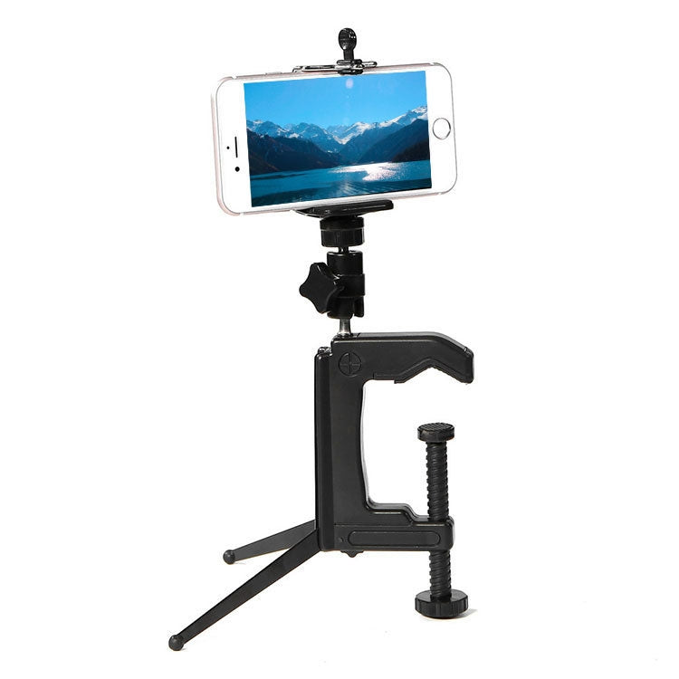 Desktop Fixed Clamp Holder Mount with Tripod Adapter for GoPro Hero11 Black / HERO10 Black /9 Black /8 Black /7 /6 /5 /5 Session /4 Session /4 /3+ /3 /2 /1, DJI Osmo Action and Other Action Cameras, Clamp Size: 1 - 6 cm