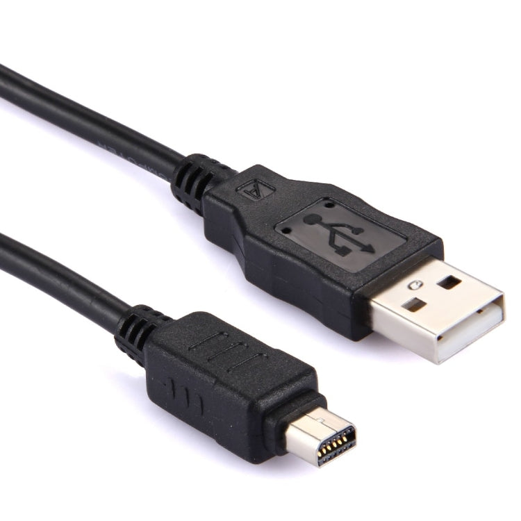 12 Pin Digital Camera USB Data Cable for Olympus FE140 / U830 / U840 / U850 / D425 / D435, Length: 1.5m(Black)