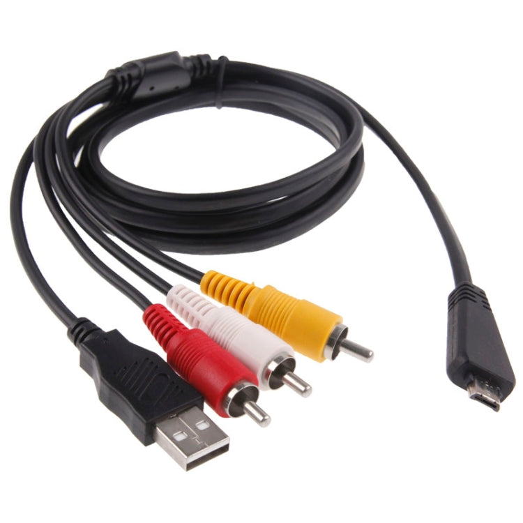 Digital Camera USB + AV Cable for Sony MD3 / DSC-W350 / W350D / W360 / W380, Length: 1.5m(Black)