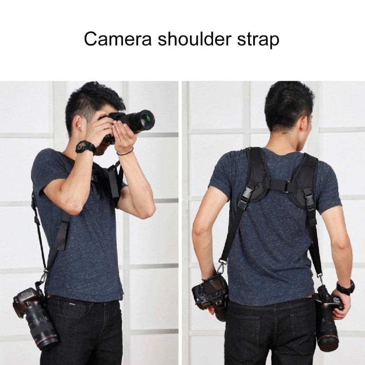 Quick Release Double Shoulder Harness Soft Pad Decompression Foam Shoulder Strap Belt for DSLR Digital Cameras(Black)