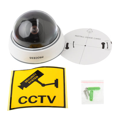 DS-1500B Realistic Looking Dummy Security CCTV Camera with Flashing Red LED Light(White)