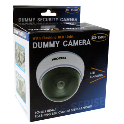 DS-1500B Realistic Looking Dummy Security CCTV Camera with Flashing Red LED Light(White)