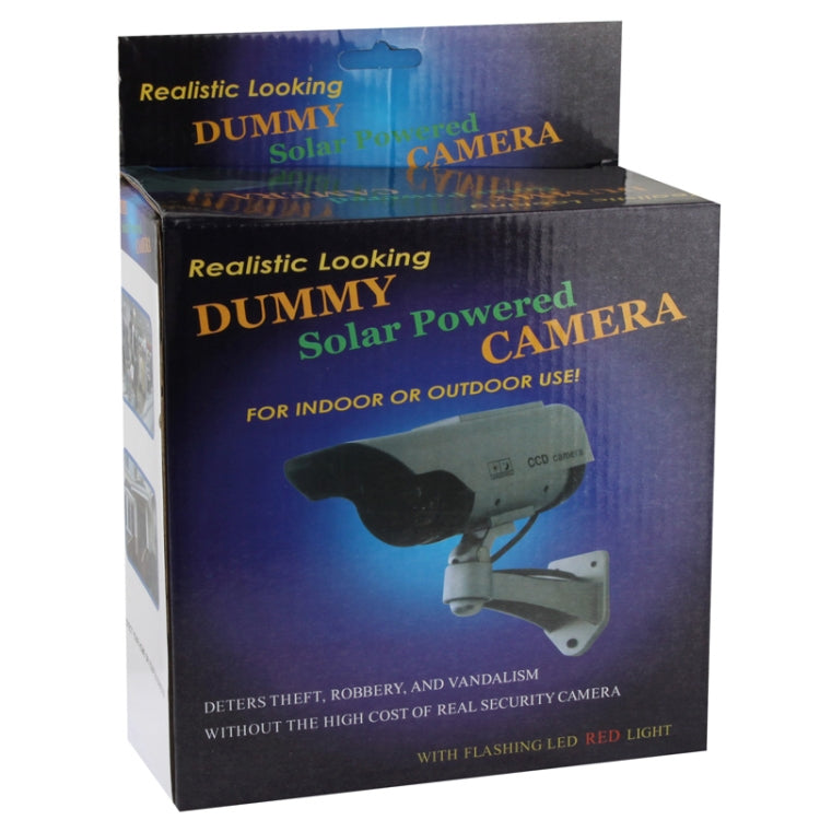Solar Powered Realistic Looking Dummy Camera with Flashing Red LED Light