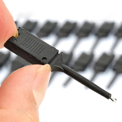 Plastic Flat Multimeter Test Hook Clip Probes for PCB IC (20 Pcs in One Package, the Price is for 20 Pcs)(Black)
