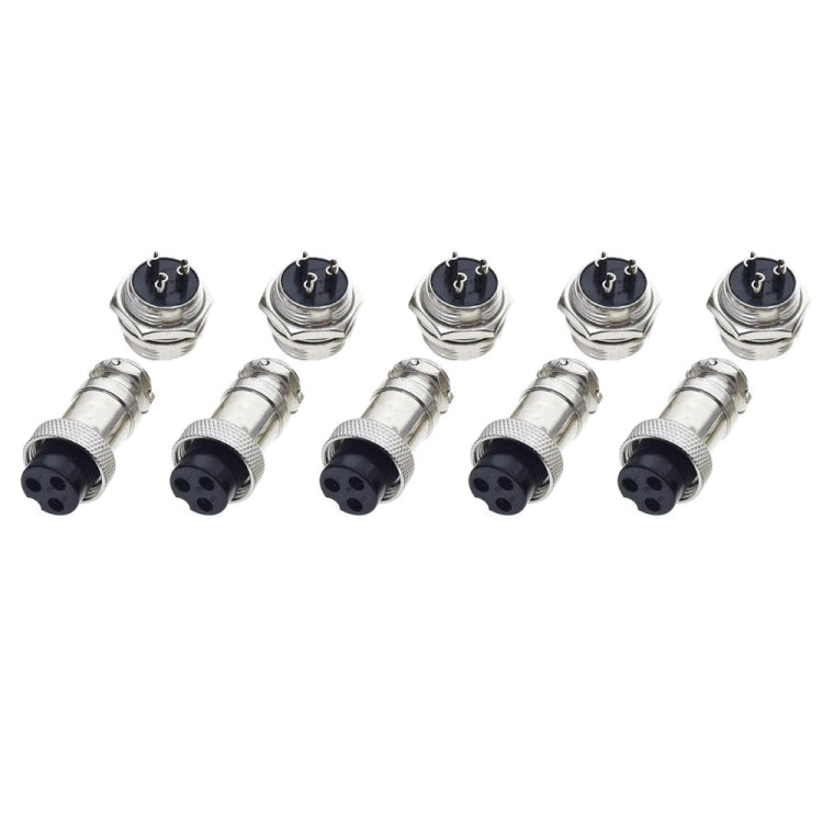 DIY 16mm 3-Pin GX16 Aviation Plug Socket Connector (5 Pcs in One Package, the Price is for 5 Pcs)(Silver)