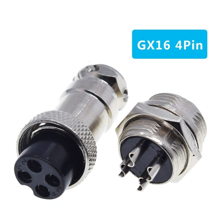 16mm 4-Pin GX16 Aviation Plug Socket Connector (5 Pcs in One Package, the Price is for 5 Pcs)(Silver)
