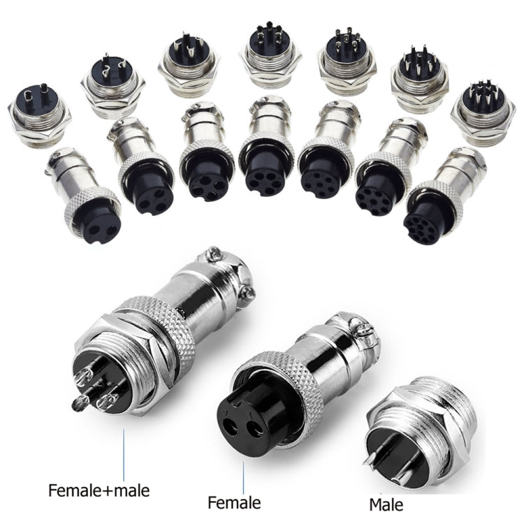 16mm 4-Pin GX16 Aviation Plug Socket Connector (5 Pcs in One Package, the Price is for 5 Pcs)(Silver)