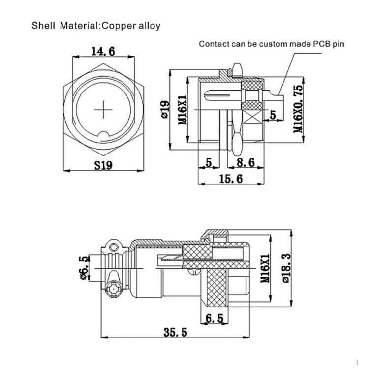 16mm 4-Pin GX16 Aviation Plug Socket Connector (5 Pcs in One Package, the Price is for 5 Pcs)(Silver)
