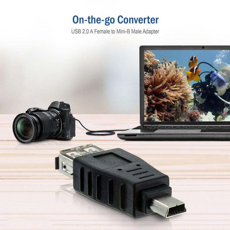 10 PCS USB Female to Mini USB Male Adapter(Black)