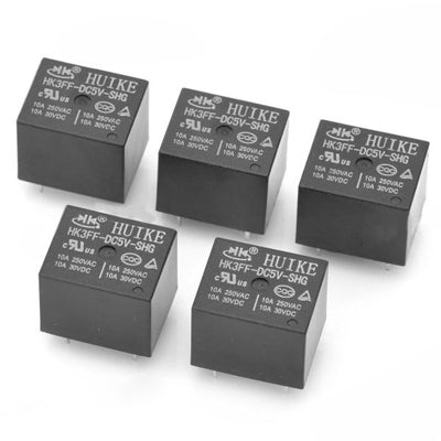HK3FF DC5V SHG 5-Pin Power Relay (5 Pcs in One Package, the Price is for 5 Pcs)(Black)