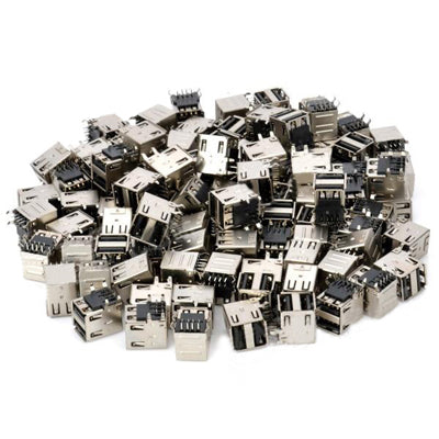 DIY Dual USB Female 90 Degree DIP Socket Connectors (100 Pcs in One Package, the Price is for 100 Pcs)