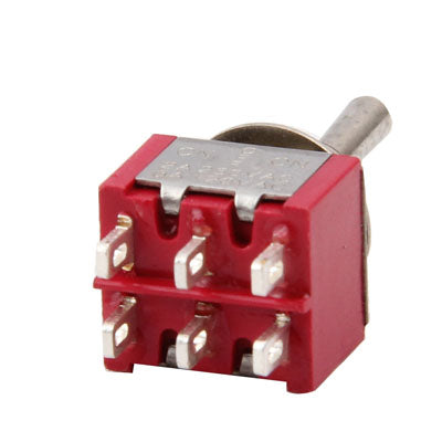 5PCS Chrome DPDT 3-Way Guitar Toggle ON Off ON Switches(Red)