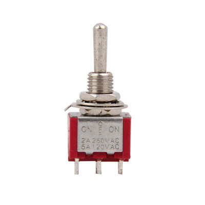 5PCS Chrome DPDT 3-Way Guitar Toggle ON Off ON Switches(Red)