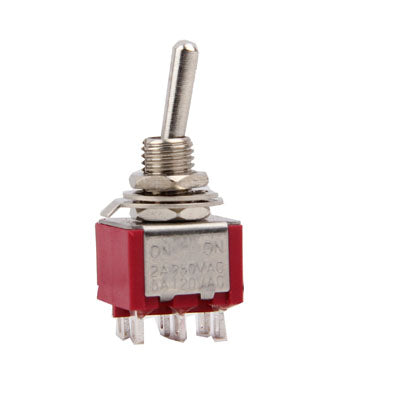 5PCS Chrome DPDT 2-Way Guitar Pickup Toggle ON ON Switches(Red)