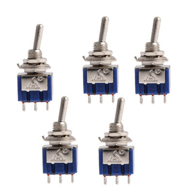 5 x Chrome DPDT 2-Way Guitar Pickup Toggle ON ON Switches(Blue)