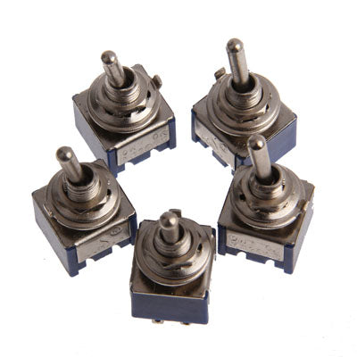 5 x Chrome DPDT 2-Way Guitar Pickup Toggle ON ON Switches(Blue)