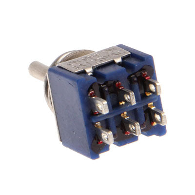 5 x Chrome DPDT 3-Way Guitar Pickups Toggle ON OFF ON Switches(Blue)