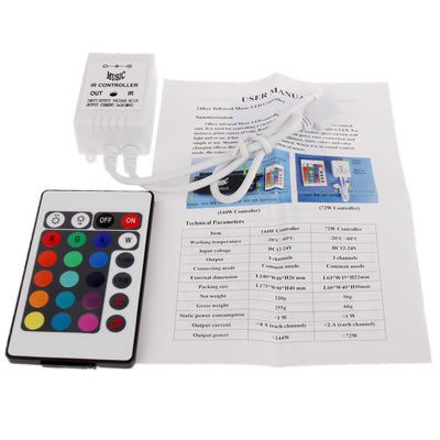 DC 12V Sound Sensor Music IR LED Controller 24 key Remote for RGB Light Strip