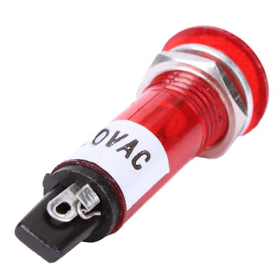 100 PCS AC 220V 10mm Flat Head Signal Light Lamp(Red)
