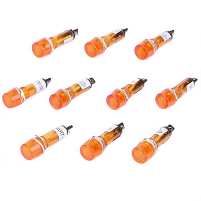 AC 220V 10mm Signal Light Lamp (10 Pcs in One Package, the Price is for 10 Pcs)(Orange)