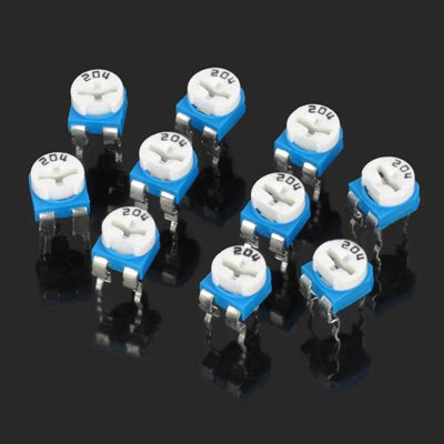 10 pcs 0.1W 50V Horizontal 204 200K Ohm Adjustable Resistor