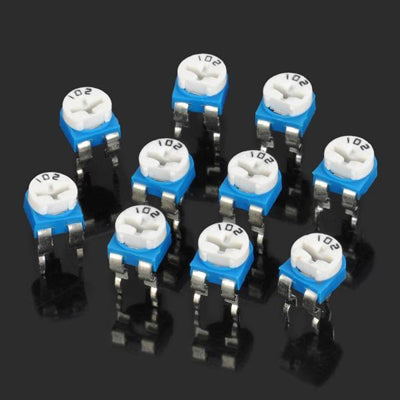 10 pcs 0.1W 50V Horizontal 102 1K Ohm Adjustable Resistor
