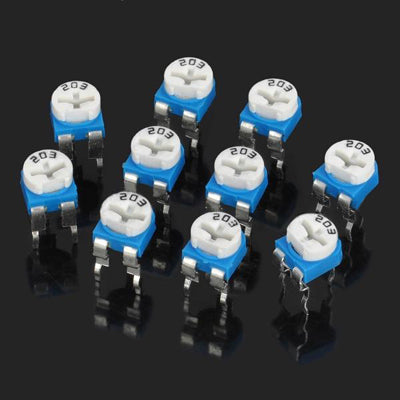 10 pcs 0.1W 50V Horizontal 203 20K Ohm Adjustable Resistor