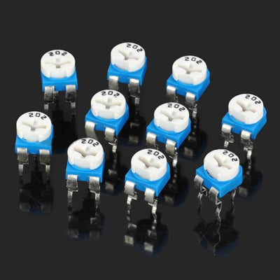 10 pcs 0.1W 50V Horizontal 202 2K Ohm Adjustable Resistor