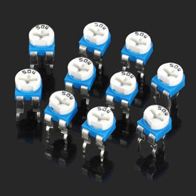 10 pcs 0.1W 50V Horizontal 504 500K Ohm Adjustable Resistor